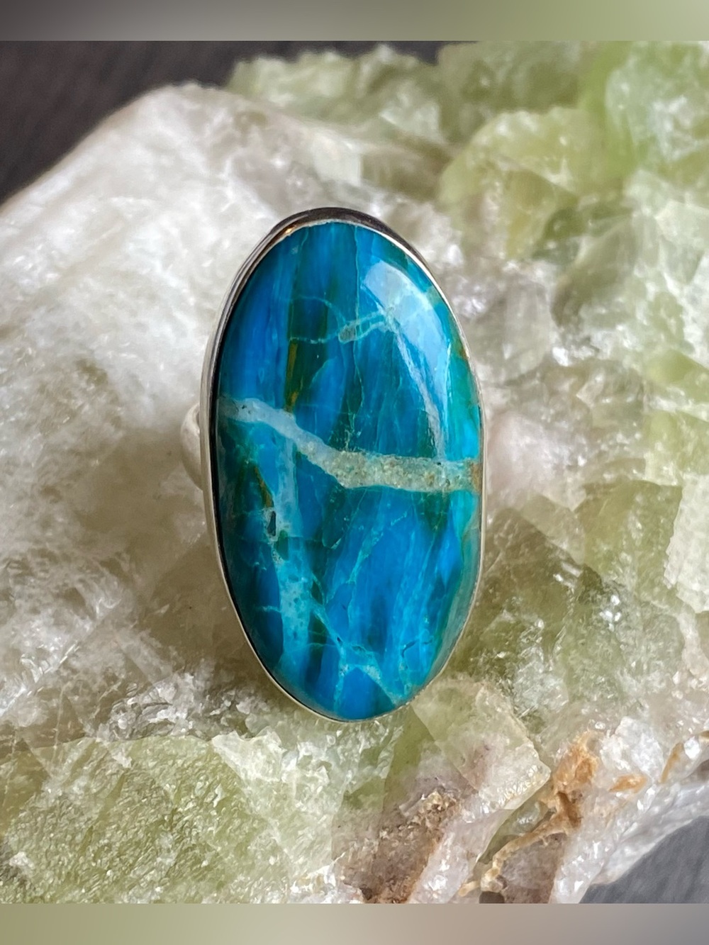NWOT Premium Peruvian Opal, 925 Sterling Silver Adjustable Ring